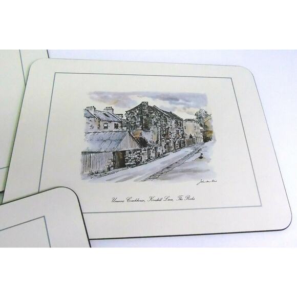 Jason Hard Placemats Set 6 Bay Rocks Lighthouse Sydney Castles Cork Back Box Vtg - Picture 4 of 9